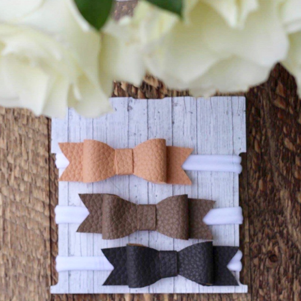 Neutral baby Girl Leather Headband Set